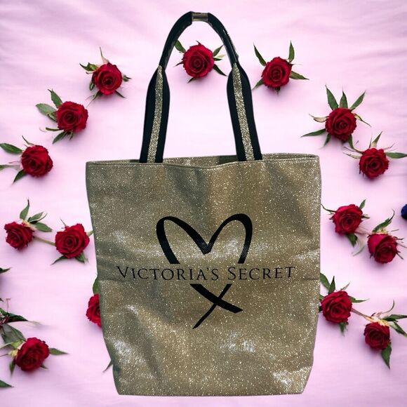 Victoria’s Secret Gold Glitter Tote Bag 2017 Fashion Show Limited Edition - Picture 1 of 4